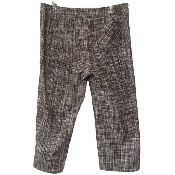 Talbot's Woman Capri Pants Brown & White Plaid Print Linen Blend Women Size 14W - Picture 2 of 16